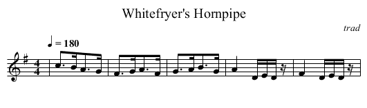 Whitefryer's Hornpipe - staff notation