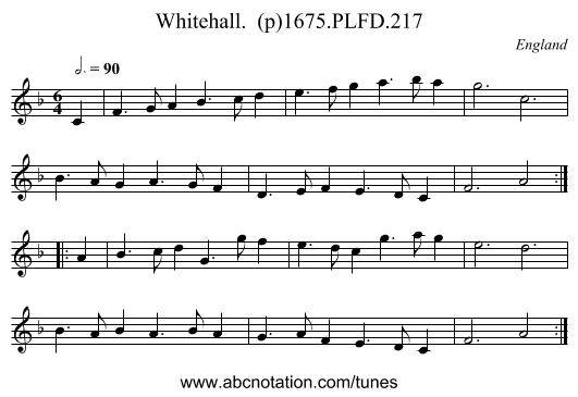 Whitehall.  (p)1675.PLFD.217 - staff notation