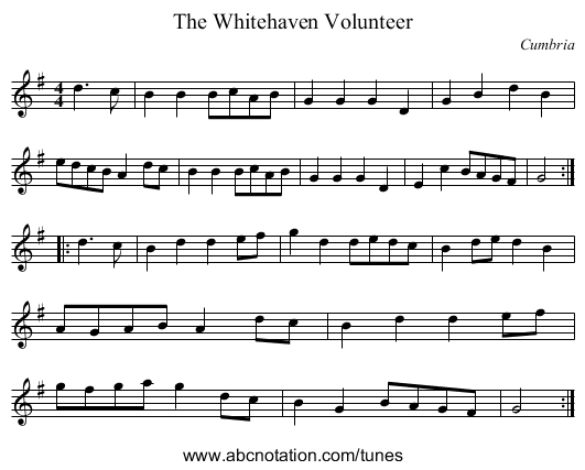 Whitehaven Volunteer, The - staff notation