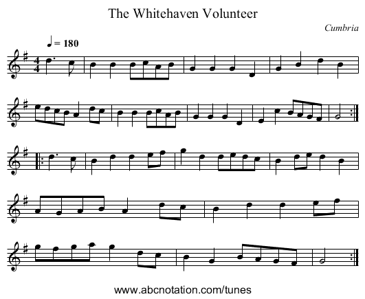Whitehaven Volunteer, The - staff notation