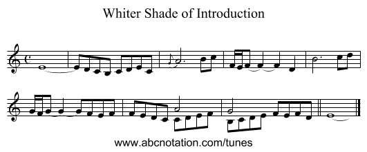 Whiter Shade of Introduction - staff notation