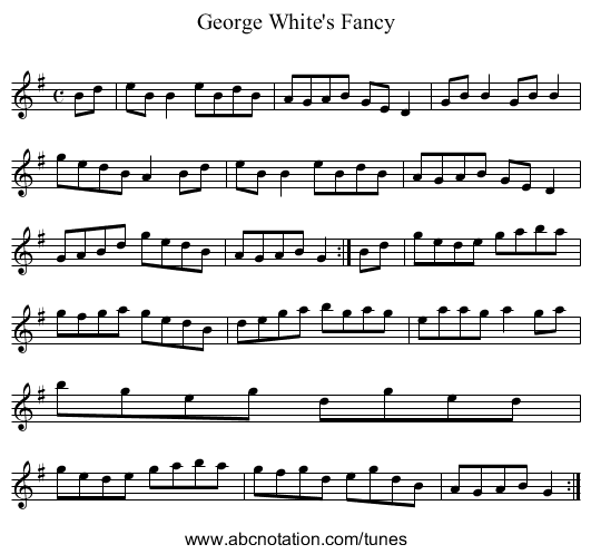 White's Fancy, George - staff notation