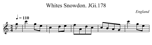 Whites Snowdon. JGi.178 - staff notation