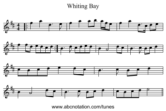 Whiting Bay - staff notation