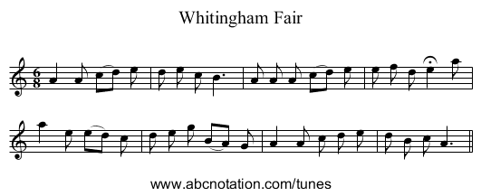 Whitingham Fair - staff notation