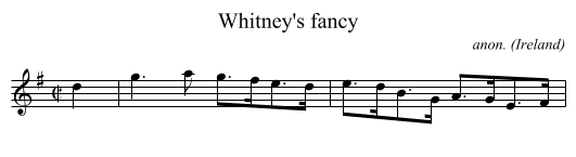 Whitney's fancy - staff notation