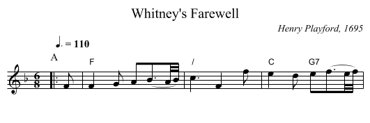 Whitney's Farewell - staff notation