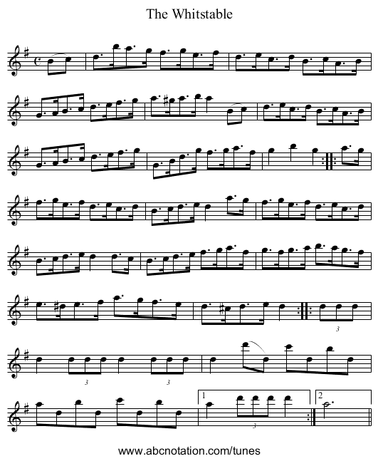 Whitstable, The - staff notation