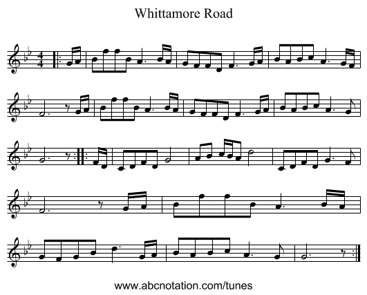 Whittamore Road - staff notation