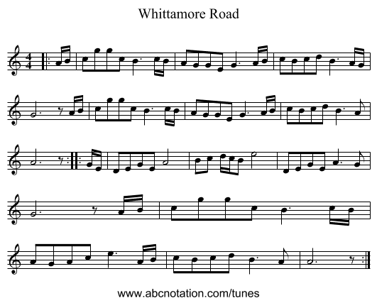 Whittamore Road - staff notation