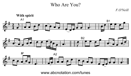 Who Are You? - staff notation