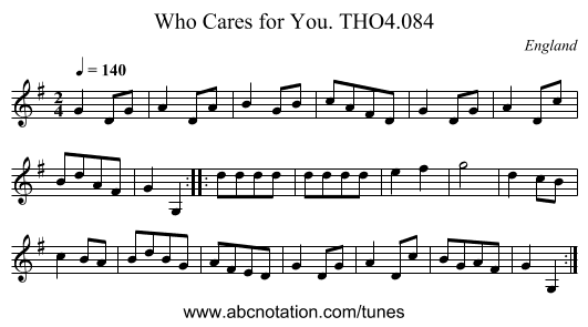 Who Cares for You. THO4.084 - staff notation