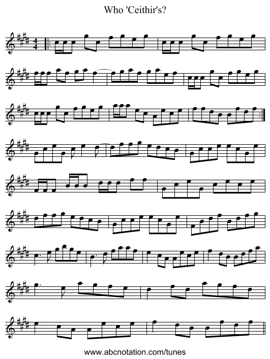 Who 'Ceithir's? - staff notation
