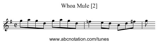 Whoa Mule [2] - staff notation