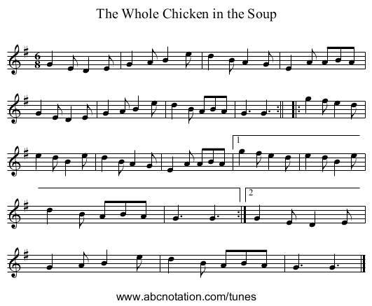 Whole Chicken in the Soup, The - staff notation