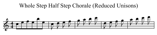 Whole Step Half Step Chorale (Reduced Unisons) - staff notation