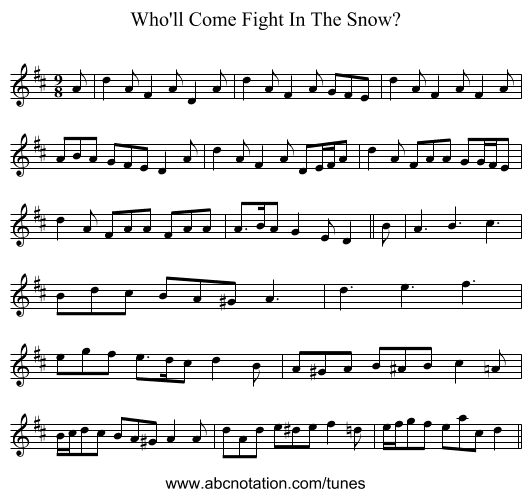 Who'll Come Fight In The Snow? - staff notation
