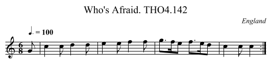 Who's Afraid. THO4.142 - staff notation