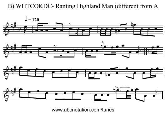 WHTCOKDC- Ranting Highland Man (different from A, B) - staff notation