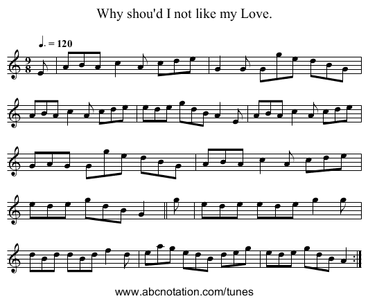 Why shou'd I not like my Love. - staff notation