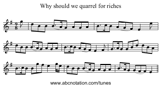 Why should we quarrel for riches - staff notation