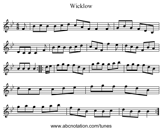 Wicklow - staff notation