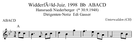 WidderfÃ¤ld-Juiz. 1998  Bb  ABACD - staff notation