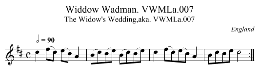 Widdow Wadman. VWMLa.007 - staff notation