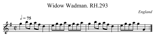 Widow Wadman. RH.293 - staff notation