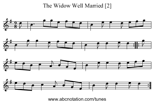 Widow Well Married [2], The - staff notation