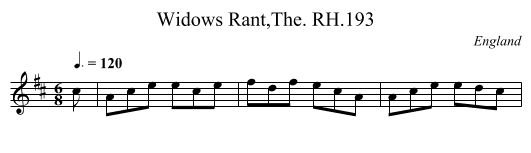 Widows Rant,The. RH.193 - staff notation
