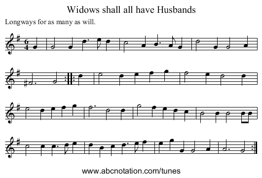 Widows shall all have Husbands - staff notation