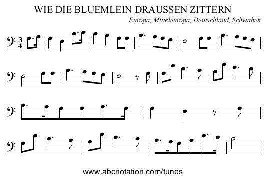 WIE DIE BLUEMLEIN DRAUSSEN ZITTERN - staff notation