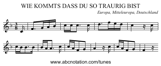 WIE KOMMTS DASS DU SO TRAURIG BIST - staff notation