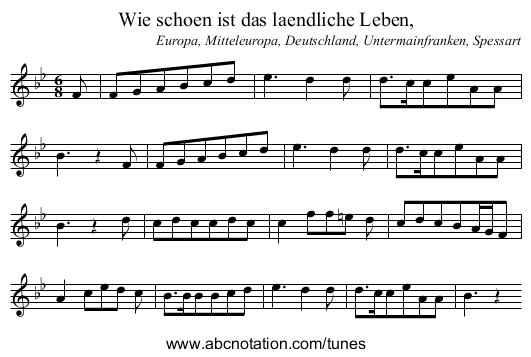 Wie schoen ist das laendliche Leben, - staff notation