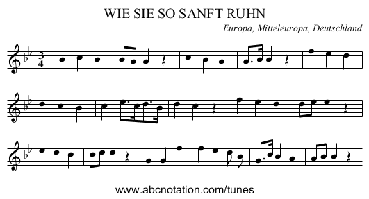 WIE SIE SO SANFT RUHN - staff notation