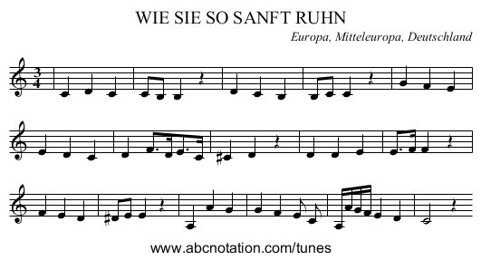 WIE SIE SO SANFT RUHN - staff notation