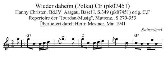 Wieder daheim (Polka) CF (pk07451) - staff notation