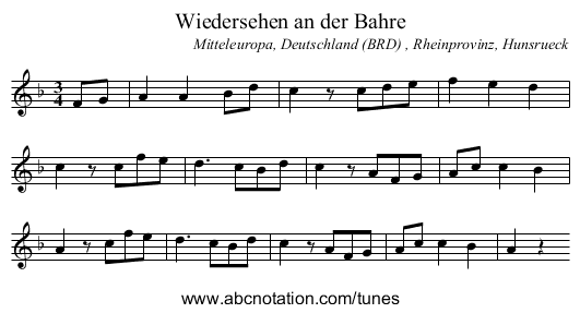 Wiedersehen an der Bahre - staff notation