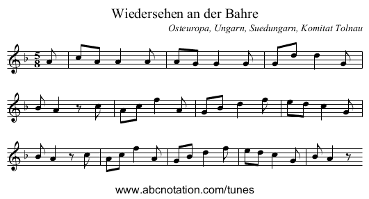 Wiedersehen an der Bahre - staff notation