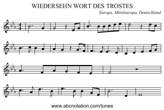 WIEDERSEHN WORT DES TROSTES - staff notation