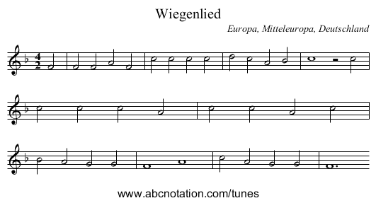 Wiegenlied - staff notation