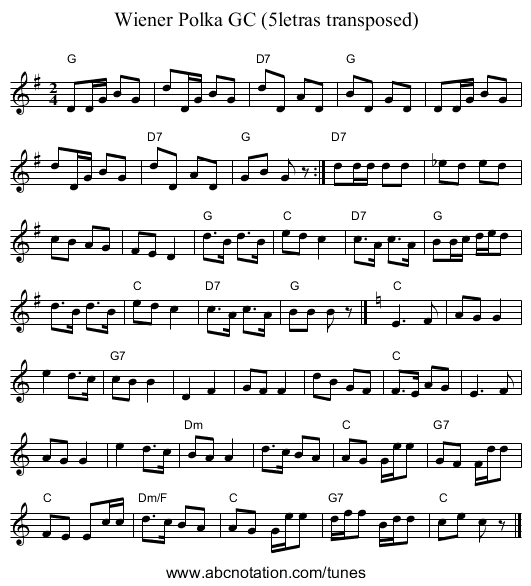 Wiener Polka GC (5letras transposed) - staff notation