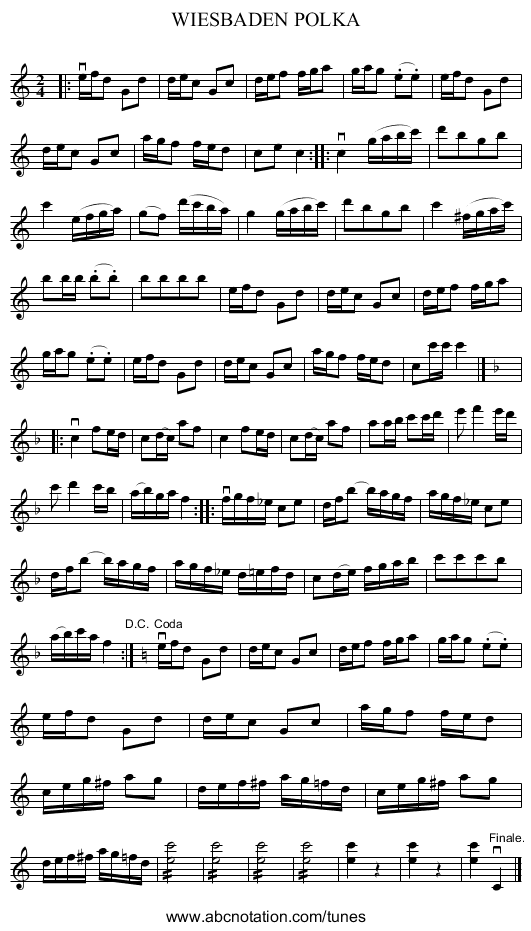 WIESBADEN POLKA - staff notation