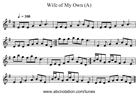 Wife of My Own (A) - staff notation