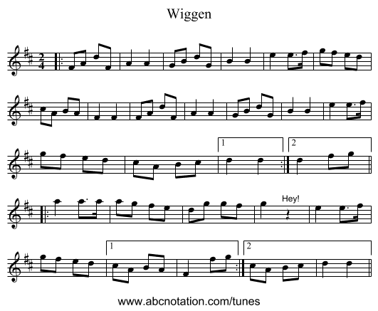 Wiggen - staff notation