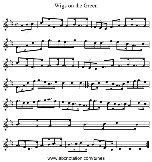 Wigs on the Green - staff notation