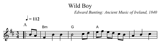 Wild Boy - staff notation