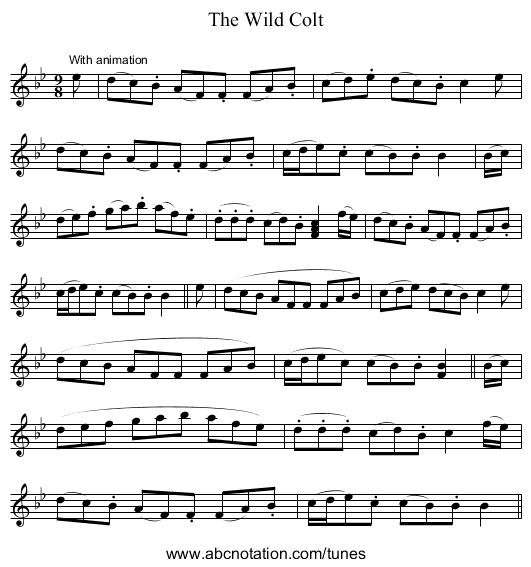 Wild Colt, The - staff notation