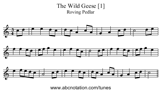 Wild Geese [1], The - staff notation